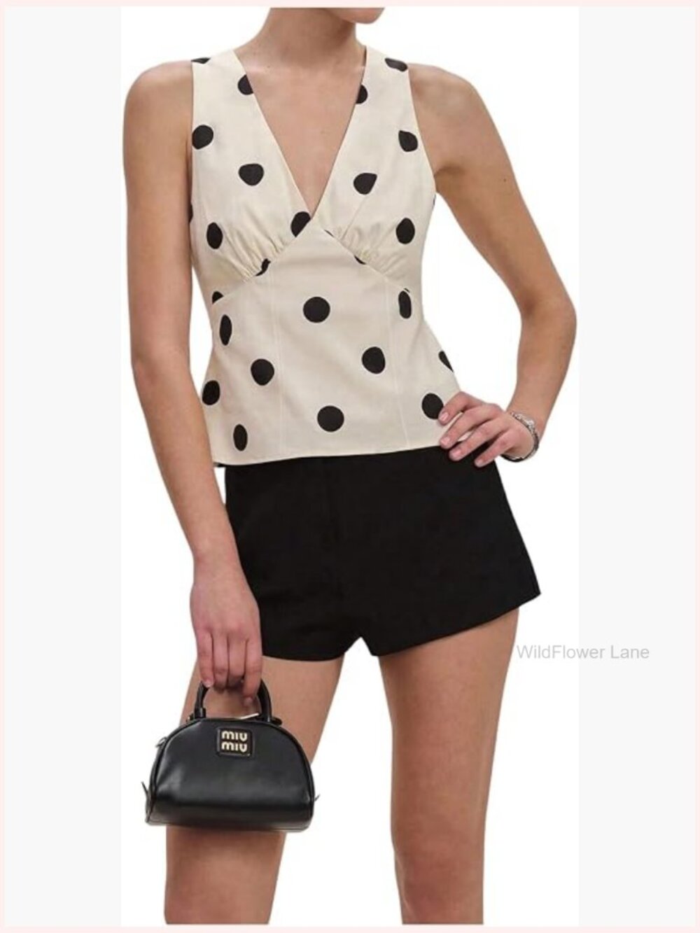 V Neck Sleeveless Tie Back Polka Dot Tank Top Blouse